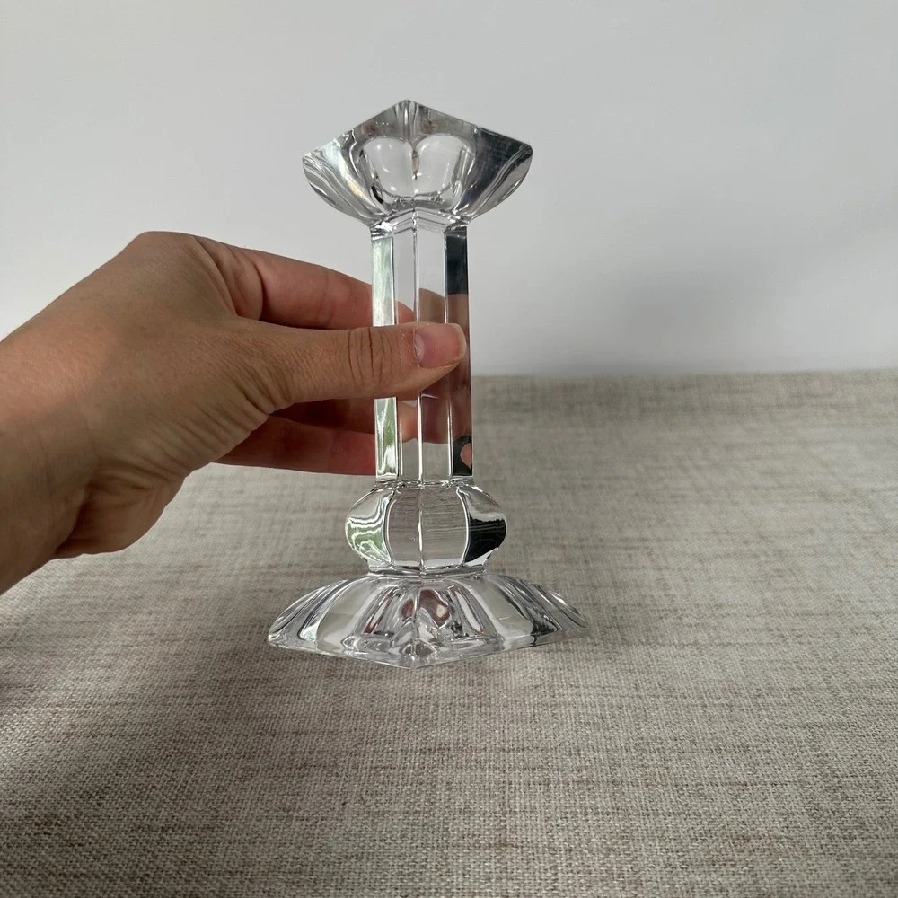 Pair of Villeroy & Boch Crystal Candlesticks Clear Glass Candle Holders 6